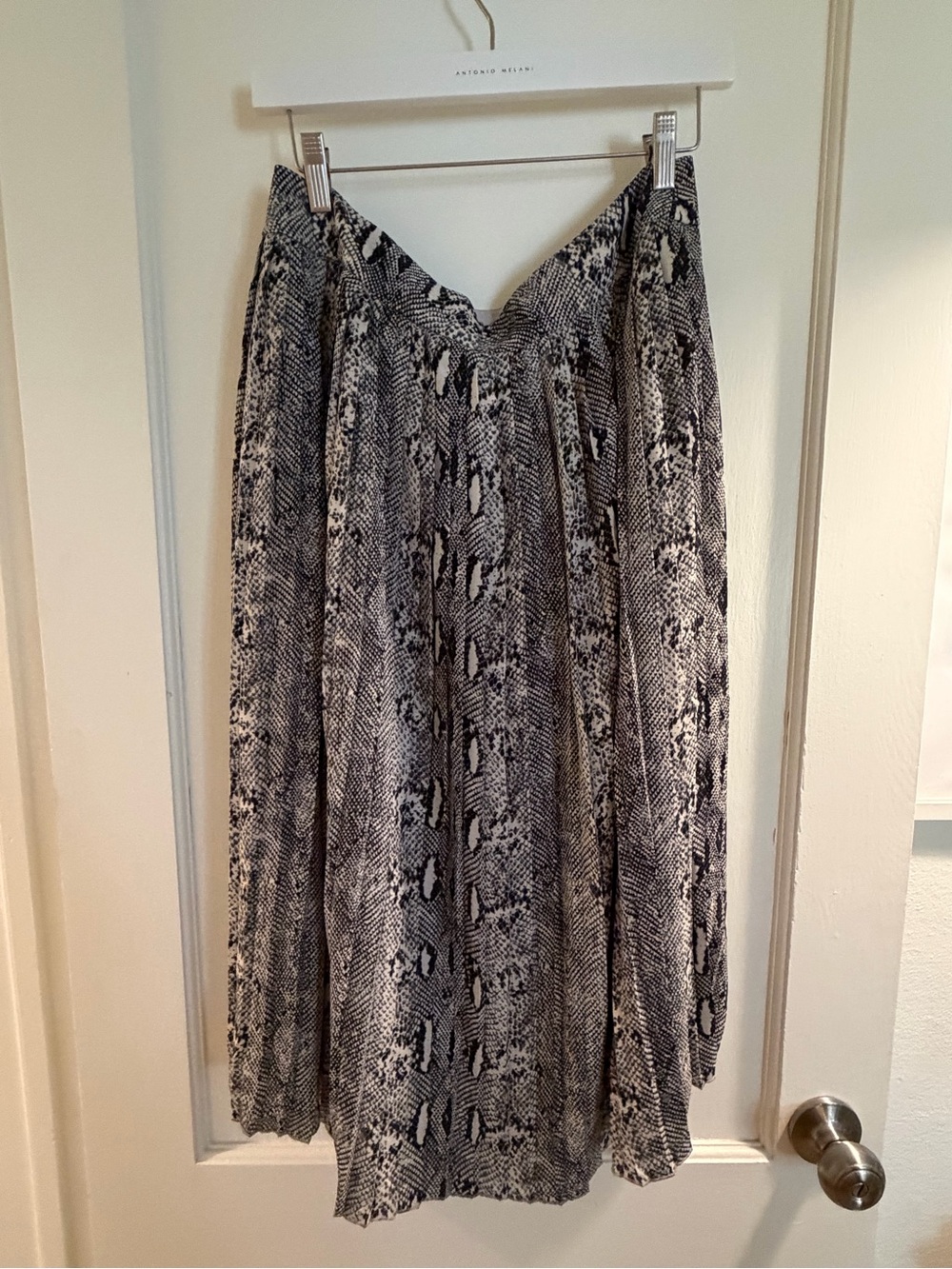J. Crew Factory Black & White Snake-Print Midi Skirt